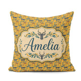 Custom Name Abstract Antelope with Flowing Waves Golden Seamless Square Filled Cushion Throw Pillow Sofa Bed Home Decor Zip Washable UK Made