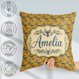 Custom Name Abstract Antelope with Flowing Waves Golden Seamless Square Filled Cushion Throw Pillow Sofa Bed Home Decor Zip Washable UK Made