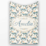 Watercolor Antelope with Soft Pastel Background Seamless Pattern  Personalised Custom Name Super Soft Fleece Blanket Bed Sofa Throw