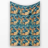 Elegant Kudu Antelope with Blue Marble Texture Seamless Pattern  Personalised Custom Name Super Soft Fleece Blanket Bed Sofa Throw