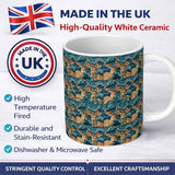Personalized Custom Name Elegant Kudu Antelope with Blue Marble Texture Seamless Pattern 11oz Ceramic Coffee Tea Mug White Large Handle