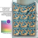 Elegant Kudu Antelope with Blue Marble Texture Seamless Pattern  Personalised Custom Name Super Soft Fleece Blanket Bed Sofa Throw
