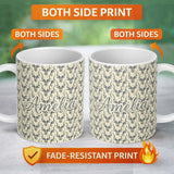 Personalized Custom Name Vintage Engraved Antelope Head Sketch Seamless Pattern Name Cute 11oz Ceramic Coffee Tea Mug White Large Handle