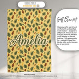 Autumn Pine Cones and Green Fir Leaves Seamless Pattern Name Cute  Personalised Custom Name Super Soft Fleece Blanket Bed Sofa Throw