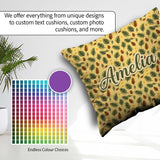 Custom Name Autumn Pine Cones and Green Fir Leaves Seamless Name Square Filled Cushion Throw Pillow Sofa Bed Home Decor Zip Washable UK Made