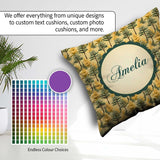 Custom Name Golden Forest Trees Repeating Woodland Seamless Name Square Filled Cushion Throw Pillow Sofa Bed Home Decor Zip Washable UK Made