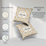 Custom Name Minimal Autumn Leaves Sprigs Neutral Seamless Custom Square Filled Cushion Throw Pillow Sofa Bed Home Decor Zip Washable UK Made