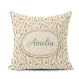 Custom Name Soft Minimal Pine Leaf in Warm Earthy Tones Seamless Square Filled Cushion Throw Pillow Sofa Bed Home Decor Zip Washable UK Made