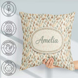 Custom Name Soft Minimal Pine Leaf in Warm Earthy Tones Seamless Square Filled Cushion Throw Pillow Sofa Bed Home Decor Zip Washable UK Made