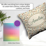 Custom Name Soft Minimal Pine Leaf in Warm Earthy Tones Seamless Square Filled Cushion Throw Pillow Sofa Bed Home Decor Zip Washable UK Made