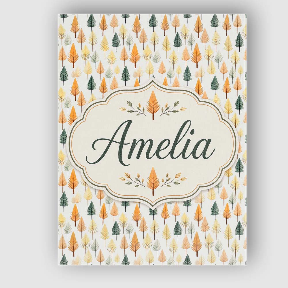 Personalised Name Autumn Leaves in Soft Custom  Modern Room Accent Elegant Feature Canvas Wall Art Print Decor Picture Ready to Hang