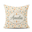 Custom Name Autumn Leaves in Soft Pastel Tones Pattern Name Cute Square Filled Cushion Throw Pillow Sofa Bed Home Decor Zip Washable UK Made