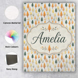 Personalised Name Autumn Leaves in Soft Custom  Modern Room Accent Elegant Feature Canvas Wall Art Print Decor Picture Ready to Hang