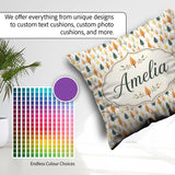 Custom Name Autumn Leaves in Soft Pastel Tones Pattern Name Cute Square Filled Cushion Throw Pillow Sofa Bed Home Decor Zip Washable UK Made