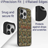 Painterly Pine Leaves with Rich Texture Seamless Custom Name Protective Phone Case Mobile Cover Durable Everyday Smartphone Shock Resistant