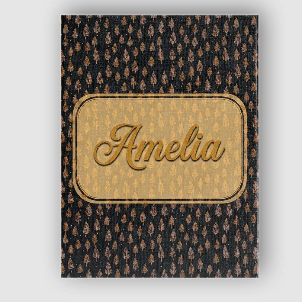 Personalised Name Elegant Gold Leaf Motif Custom  Bespoke Decorative Contemporary Canvas Wall Art Print Decor Picture Ready to Hang