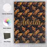 Personalised Name Luxurious Golden Foliage Custom  Unique Gift Idea Elegant Feature Canvas Wall Art Print Decor Picture Ready to Hang