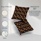 Custom Name Luxurious Golden Foliage on Black Background Pattern Square Filled Cushion Throw Pillow Sofa Bed Home Decor Zip Washable UK Made