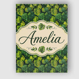 Personalised Name Lush Tropical Monstera Custom  Unique Gift Idea Elegant Feature Canvas Wall Art Print Decor Picture Ready to Hang