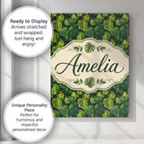 Personalised Name Lush Tropical Monstera Custom  Unique Gift Idea Elegant Feature Canvas Wall Art Print Decor Picture Ready to Hang