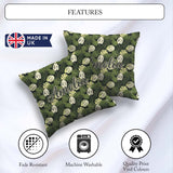 Custom Name Stylized Monstera Leaf in Green Tones Seamless Name Square Filled Cushion Throw Pillow Sofa Bed Home Decor Zip Washable UK Made