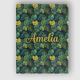 Personalised Name Dense Tropical Monstera Custom  Unique Gift Idea Elegant Feature Canvas Wall Art Print Decor Picture Ready to Hang