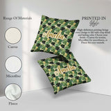 Custom Name Lush Botanical Monstera and Palm on Light Background Square Filled Cushion Throw Pillow Sofa Bed Home Decor Zip Washable UK Made