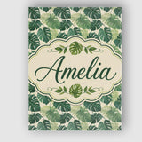 Personalised Name Soft Green Monstera Custom Modern Room Accent Creative Decorator Style Canvas Wall Art Print Decor Picture Ready to Hang