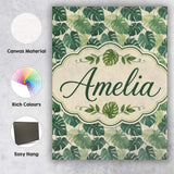 Personalised Name Soft Green Monstera Custom Modern Room Accent Creative Decorator Style Canvas Wall Art Print Decor Picture Ready to Hang
