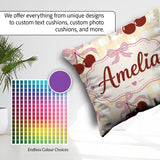 Custom Name Cherry Bow Ribbon Cute Yellow Gingham Check Seamless Square Filled Cushion Throw Pillow Sofa Bed Home Decor Zip Washable UK Made