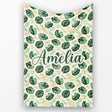 Tropical Leaves Mix with Palm and Monstera on Cream Background  Personalised Custom Name Super Soft Fleece Blanket Bed Sofa Throw