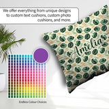 Custom Name Tropical Leaves Mix with Palm and Monstera on Cream Square Filled Cushion Throw Pillow Sofa Bed Home Decor Zip Washable UK Made