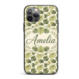 Muted Watercolor Monstera Leaves Printed Design Custom Name Protective Phone Case Mobile Cover Durable Everyday Smartphone Shock Resistant