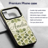 Muted Watercolor Monstera Leaves Printed Design Custom Name Protective Phone Case Mobile Cover Durable Everyday Smartphone Shock Resistant