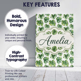 Personalised Name Fresh Green Monstera Custom  Modern Room Accent Elegant Feature Canvas Wall Art Print Decor Picture Ready to Hang