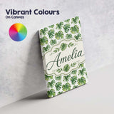 Personalised Name Fresh Green Monstera Custom  Modern Room Accent Elegant Feature Canvas Wall Art Print Decor Picture Ready to Hang