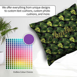 Custom Name Bold Monstera Leaves on Background Tropical Seamless Square Filled Cushion Throw Pillow Sofa Bed Home Decor Zip Washable UK Made