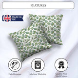 Custom Name Watercolor Monstera Leaves on White Seamless Pattern Square Filled Cushion Throw Pillow Sofa Bed Home Decor Zip Washable UK Made