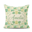 Custom Name Soft Pastel Tropical Monstera on Background Seamless Square Filled Cushion Throw Pillow Sofa Bed Home Decor Zip Washable UK Made