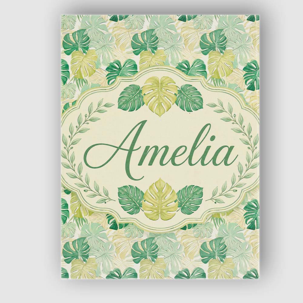 Personalised Name Soft Pastel Tropical Custom  Modern Room Accent Elegant Feature Canvas Wall Art Print Decor Picture Ready to Hang