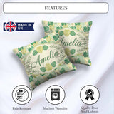 Custom Name Soft Pastel Tropical Monstera on Background Seamless Square Filled Cushion Throw Pillow Sofa Bed Home Decor Zip Washable UK Made