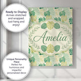 Personalised Name Soft Pastel Tropical Custom  Modern Room Accent Elegant Feature Canvas Wall Art Print Decor Picture Ready to Hang