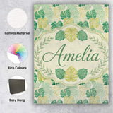 Personalised Name Soft Pastel Tropical Custom  Modern Room Accent Elegant Feature Canvas Wall Art Print Decor Picture Ready to Hang