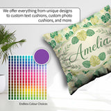 Custom Name Soft Pastel Tropical Monstera on Background Seamless Square Filled Cushion Throw Pillow Sofa Bed Home Decor Zip Washable UK Made