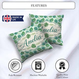 Custom Name Monstera Leaves with Subtle Palm Background Seamless Square Filled Cushion Throw Pillow Sofa Bed Home Decor Zip Washable UK Made