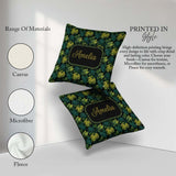 Custom Name Dark Tropical Monstera Leaves with Yellow Highlights Square Filled Cushion Throw Pillow Sofa Bed Home Decor Zip Washable UK Made