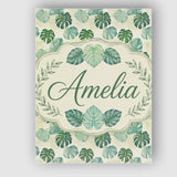 Personalised Name Muted Sage Green Monstera Custom  Bespoke Interior Contemporary Canvas Wall Art Print Decor Picture Ready to Hang