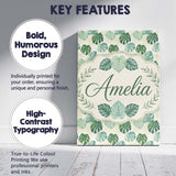 Personalised Name Muted Sage Green Monstera Custom  Bespoke Interior Contemporary Canvas Wall Art Print Decor Picture Ready to Hang
