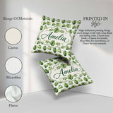 Custom Name Minimal Watercolor Monstera Leaves on White Seamless Square Filled Cushion Throw Pillow Sofa Bed Home Decor Zip Washable UK Made