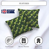 Custom Name Layered Green Monstera Leaves on Soft Cream Seamless Square Filled Cushion Throw Pillow Sofa Bed Home Decor Zip Washable UK Made